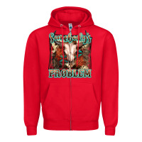 Red Somebody's Problem Bull Skull Zipper Hoodie - FaDigitalArtStudio
