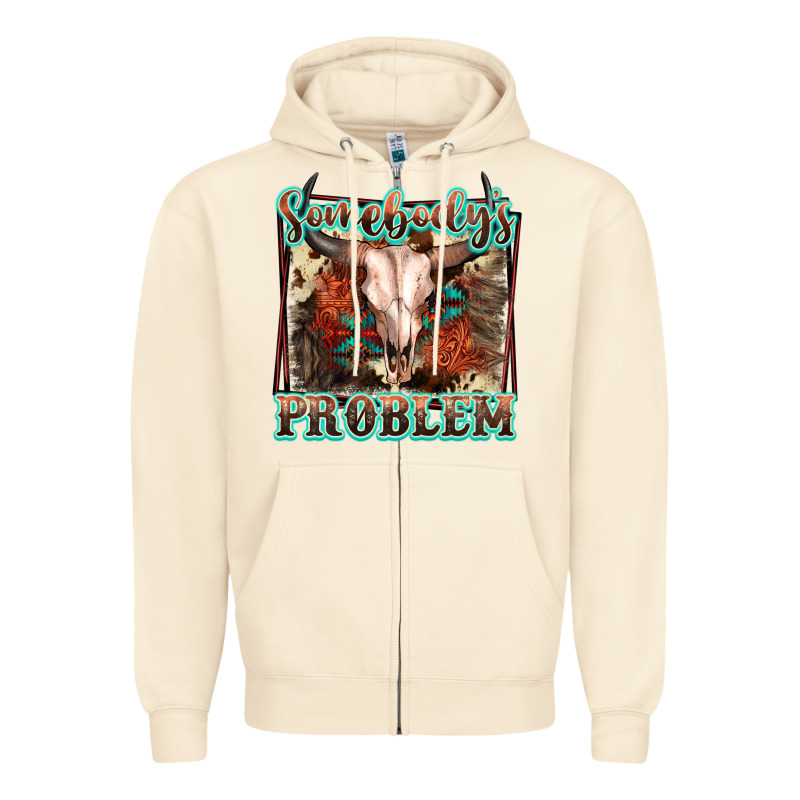 Somebody's Problem Bull Skull Zipper Hoodie by FaDigitalArtStudio | Teevron