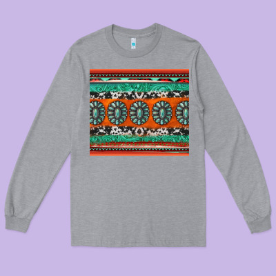 Turquoise Gemstone Western Long Sleeve Tee Designed By Jasminsmagicworld