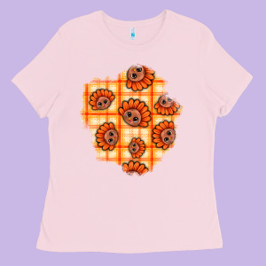Thanksgiving Turkey With Tartan Patch Ladies Tee Designed By Bundleandbundleshop