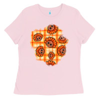 Bubblegum Pink Thanksgiving Turkey With Tartan Patch Ladies Tee - BundleAndBundleShop