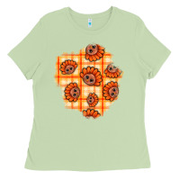 Matcha Thanksgiving Turkey With Tartan Patch Ladies Tee - BundleAndBundleShop
