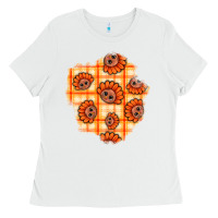 White Thanksgiving Turkey With Tartan Patch Ladies Tee - BundleAndBundleShop