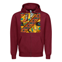 Burgundy western cowboy bull skull seamless pattern Zipper Hoodie - BundleAndBundleShop