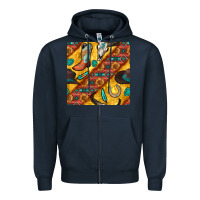 Navy western cowboy bull skull seamless pattern Zipper Hoodie - BundleAndBundleShop