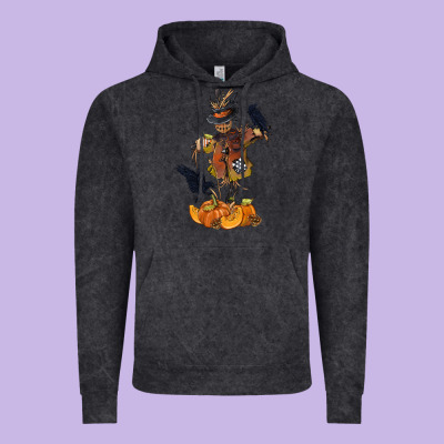 Scarecrow With Pumpkin Vintage Hoodie Designed By Texasbilliewilder