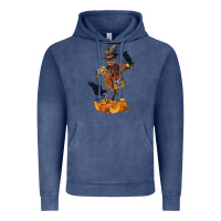 Vintage Denim Scarecrow with Pumpkin Vintage Hoodie - texasbilliewilder