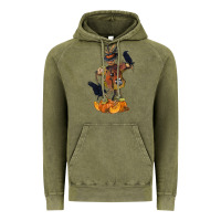Vintage Olive Scarecrow with Pumpkin Vintage Hoodie - texasbilliewilder