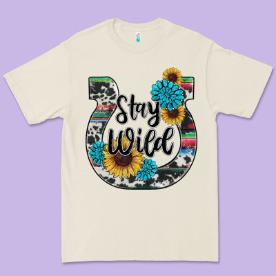 Western Stay Wild Horsesho Premium Tee Designed By Ranaportraitstore