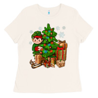 Bone Christmas Elf With Gift Ladies Tee - BundleAndBundleShop