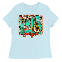 Baby Blue Scorpio turquoise cowhide Ladies Tee - RanaPortraitStore