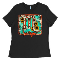 Black Scorpio turquoise cowhide Ladies Tee - RanaPortraitStore
