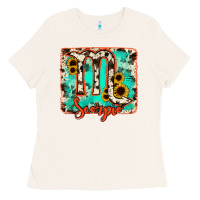 Bone Scorpio turquoise cowhide Ladies Tee - RanaPortraitStore