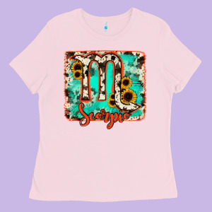Scorpio Turquoise Cowhide Ladies Tee Designed By Ranaportraitstore