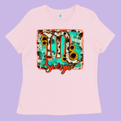 Scorpio Turquoise Cowhide Ladies Tee Designed By Ranaportraitstore