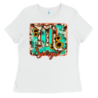 White Scorpio turquoise cowhide Ladies Tee - RanaPortraitStore