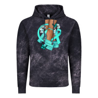Cloud Black Ovarian Cancer diva teal ribbon Vintage Hoodie - NancyCooperArtShop