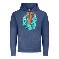 Vintage Denim Ovarian Cancer diva teal ribbon Vintage Hoodie - NancyCooperArtShop