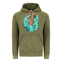 Vintage Olive Ovarian Cancer diva teal ribbon Vintage Hoodie - NancyCooperArtShop