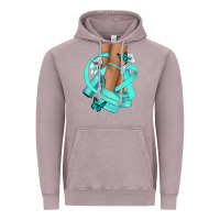Vintage Zinc Ovarian Cancer diva teal ribbon Vintage Hoodie - NancyCooperArtShop