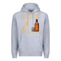 Heather Grey I Like Bourbon and Golf and Maybe 3 People Whiskey Premium Hoodie - tuanDangUi