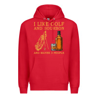 Red I Like Bourbon and Golf and Maybe 3 People Whiskey Premium Hoodie - tuanDangUi