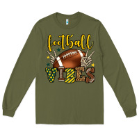 Army Green Football vibes yellow and green team color Long Sleeve Tee - HowdyJamesFarm