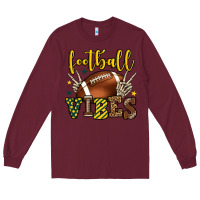 Burgundy Football vibes yellow and green team color Long Sleeve Tee - HowdyJamesFarm