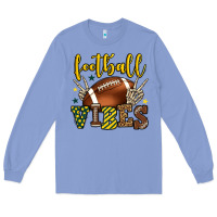 Football Vibes Yellow And Green Team Color Long Sleeve Tee | Teevron
