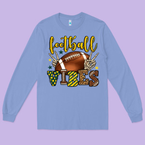Football Vibes Yellow And Green Team Color Long Sleeve Tee Designed By Howdyjamesfarm