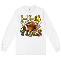 White Football vibes yellow and green team color Long Sleeve Tee - HowdyJamesFarm