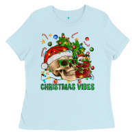 Baby Blue Christmas Vibes Ladies Tee - BundleAndBundleShop