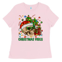 Bubblegum Pink Christmas Vibes Ladies Tee - BundleAndBundleShop