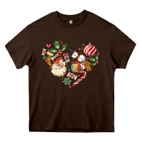 Chocolate Brown christmas heart Heavy Core Tee - MaliasSmallBusiness