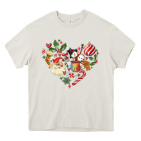 Cream christmas heart Heavy Core Tee - MaliasSmallBusiness