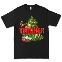 Black Best Teacher Ever With Christmas Tree Premium Tee - BundleAndBundleShop