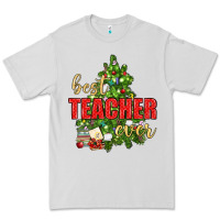 Dove Grey Best Teacher Ever With Christmas Tree Premium Tee - BundleAndBundleShop
