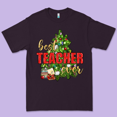 Best Teacher Ever With Christmas Tree Premium Tee Designed By Bundleandbundleshop
