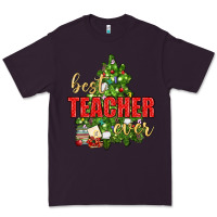 Plum Best Teacher Ever With Christmas Tree Premium Tee - BundleAndBundleShop