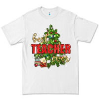 White Best Teacher Ever With Christmas Tree Premium Tee - BundleAndBundleShop