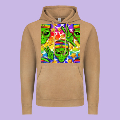 Pride Lgbtq+ Aliens And Stars With Rainbow Vintage Hoodie Designed By Nancycooperartshop