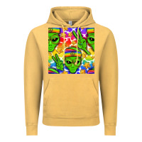 Vintage Mustard Pride LGBTQ+ aliens and stars with rainbow Vintage Hoodie - NancyCooperArtShop