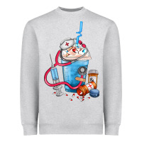 Heather Grey Nurse frappe coffee Heavyweight Sweatshirt - FaDigitalArtStudio