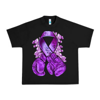 Black purple ribbon with boxing gloves Urban Heavy Tee - NancyCooperArtShop
