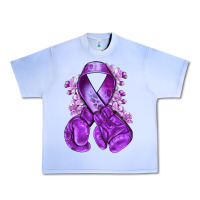 Grape Ice purple ribbon with boxing gloves Urban Heavy Tee - NancyCooperArtShop