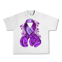 Lunar Rock purple ribbon with boxing gloves Urban Heavy Tee - NancyCooperArtShop