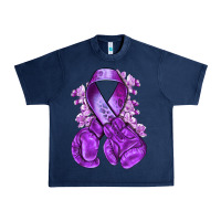 Navy purple ribbon with boxing gloves Urban Heavy Tee - NancyCooperArtShop