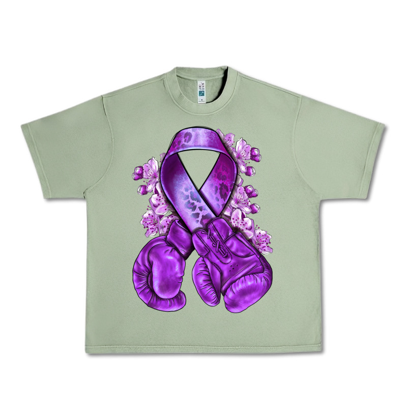 Purple Ribbon With Boxing Gloves Urban Heavy Tee by NancyCooperArtShop | Teevron