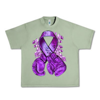 Oil Green purple ribbon with boxing gloves Urban Heavy Tee - NancyCooperArtShop