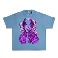 Pebble Blue purple ribbon with boxing gloves Urban Heavy Tee - NancyCooperArtShop